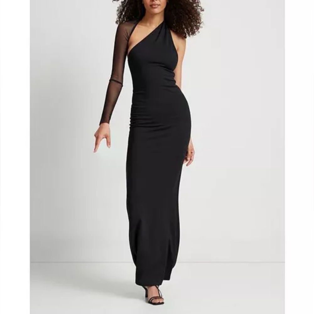 Women's Manhattan One-Shoulder Mesh Sleeve Marcella Gown